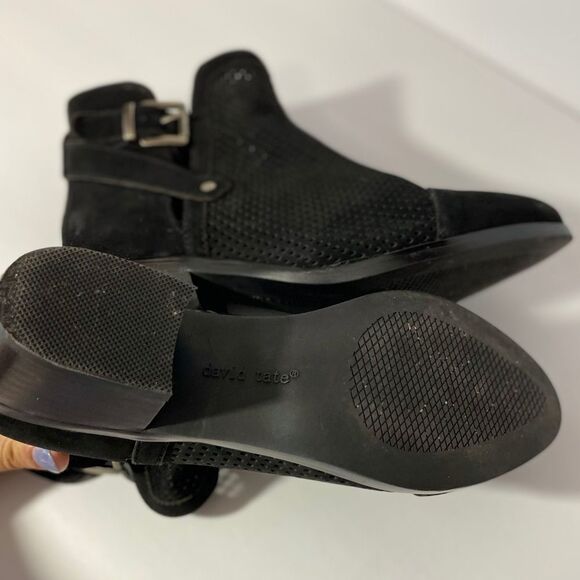 David Tate | Nubuck Black Suede Side Buckle Booties - Picture 3 of 6